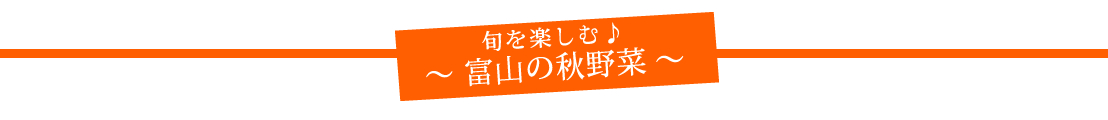 旬を楽しむ♪富山の秋野菜